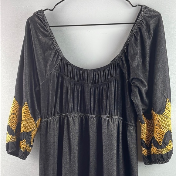 Uncle Frank Black and Gold Embroidered Boho Dress Size M - Picture 7 of 9